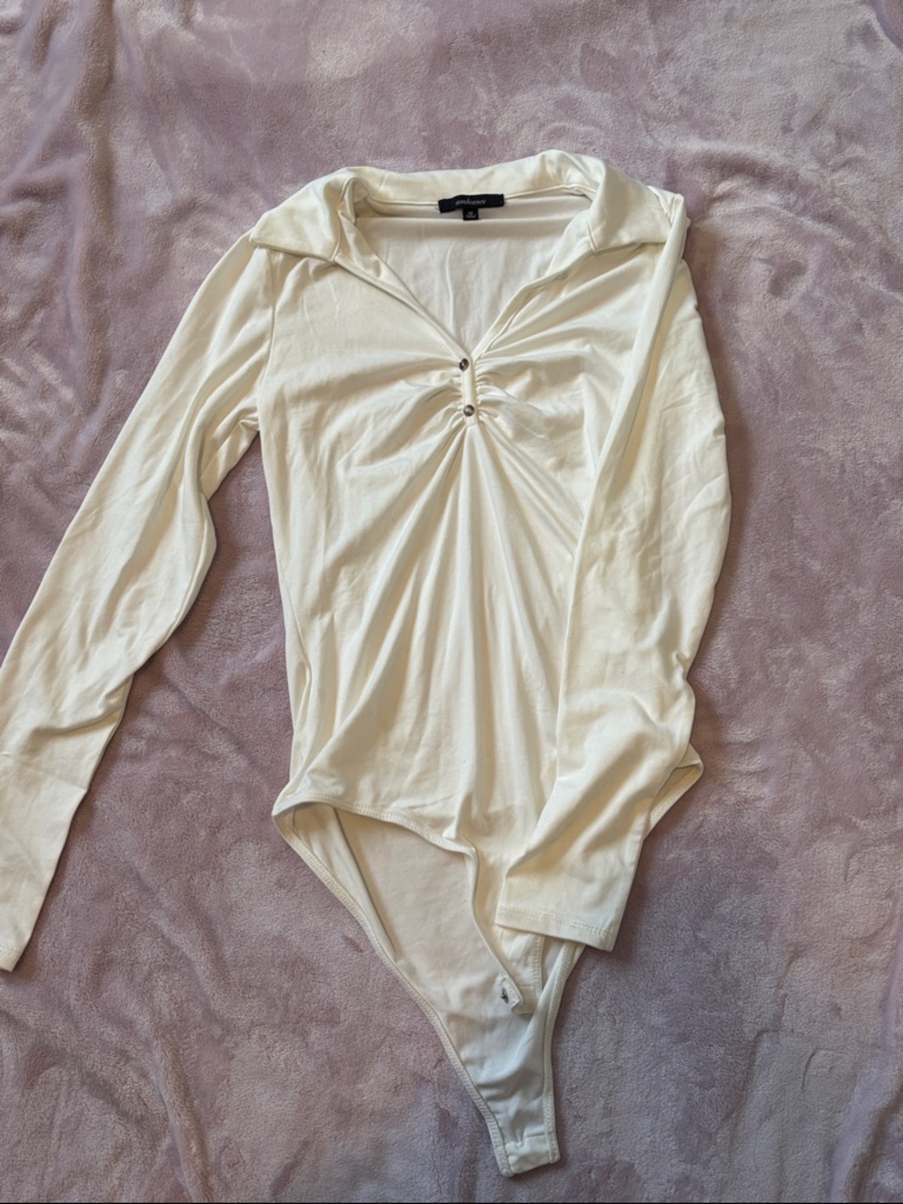 Women's White Long-Sleeve Snap-Front Bodysuit